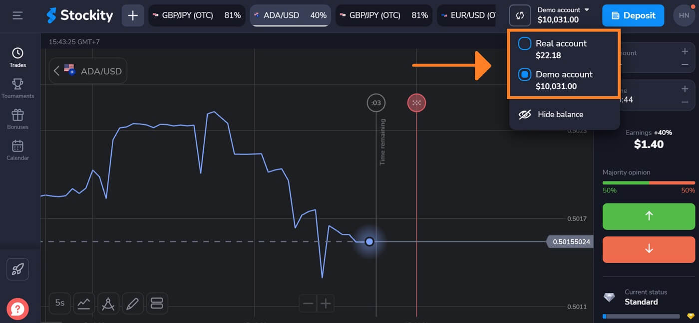 Buka Akun (Demo) di Stockity: Atur Perdagangan Demo